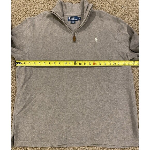 Polo Ralph Lauren 1/4 Zip Pullover Sweater Mens XL Light Gray Pony Cotton - Picture 8 of 8
